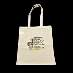 Beige Tote Bag with Colorful Print